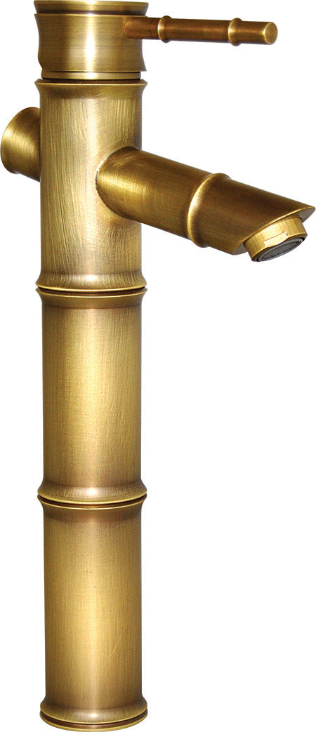 Grifo individual caño alto 30 cm tipo Bambú para lavamanos