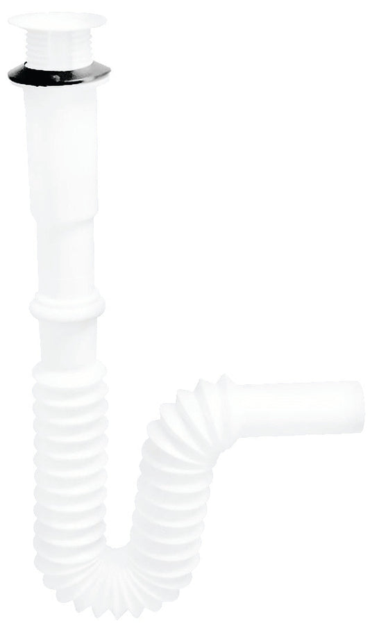 Sifón flexible blanco de 55cm con rejilla blanca