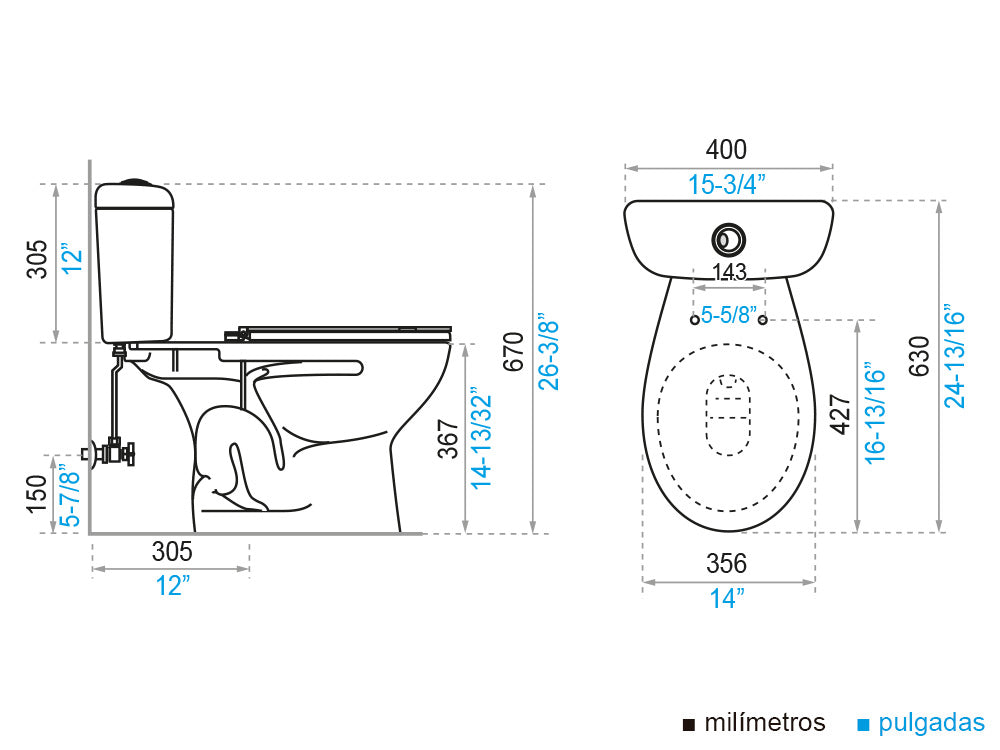 Sanitario Milán fiesta redondo con botón de descarga doble 4.8 lts